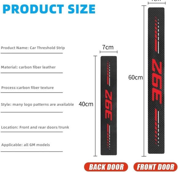 4PCS Carbon Fiber for Camaro Accessories Door Sill Protector RS Emblem Door - Picture 2 of 5